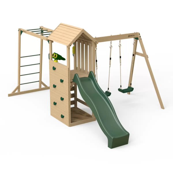 Plum Lookout Tower with Monkey Bars and Swings – Swing and Play
