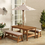 KidKraft Outdoor Table & Bench Set with Umberella - Oatmeal