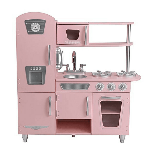Kids play kitchen pink deals
