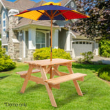 Wooden Picnic Table Set with Umbrella