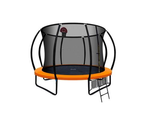 10ft Orange Trampoline with Enclosure Basketball Hoop – Swing