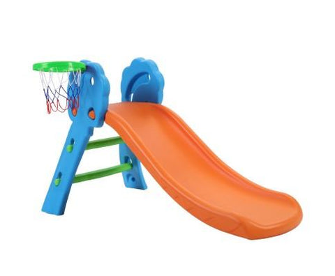 First Slide With Basket Ball Hoop - Blue/Orange