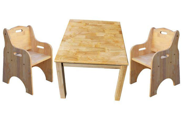 Qtoys Solid Timber Square Table & 2 Toddler Chairs
