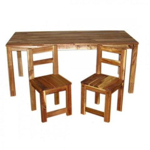 Qtoys Hardwood Rectangular Table with 2 Standard Chairs