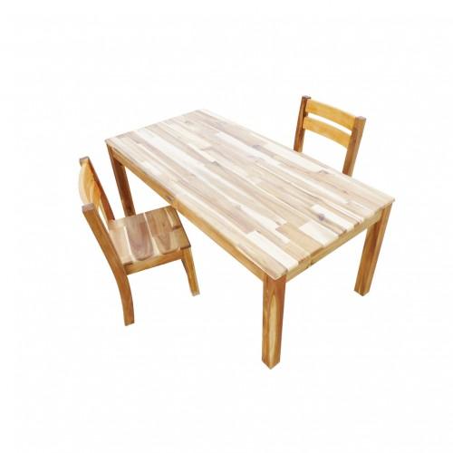 Qtoys Hardwood Rectangular Table with 2 Stacking Chairs