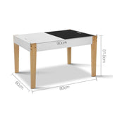 Table and Chair Storage Desk - White & Natural