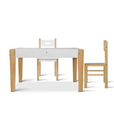 Table and Chair Storage Desk - White & Natural