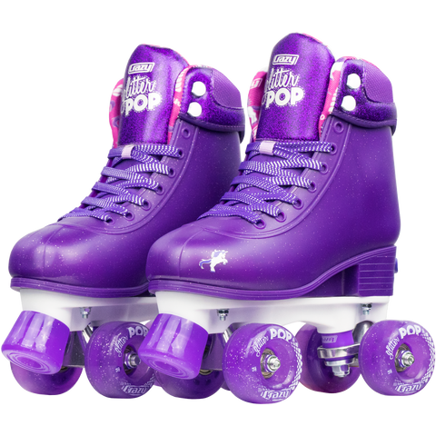 Crazy Skates Glitter POP (Size Adjustable Roller Skates) Med sizes 3-6 - Purple