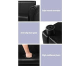 Double Sofa With Foot Stool - Black Faux Leather