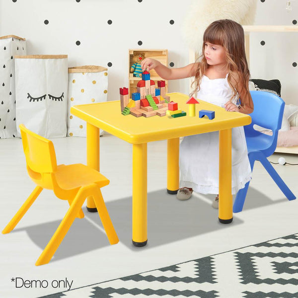 3 Piece Study Table and Chair Set - Yellow