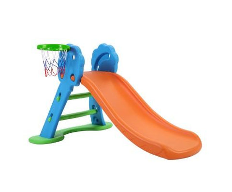 First Slide With Base & Basket Ball Hoop - Blue/Orange