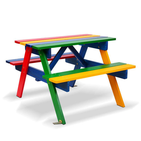 Rainbow Wooden Picnic Bench Set