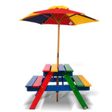 Rainbow Wooden Picnic Table Set with Umbrella