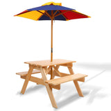 Wooden Picnic Table Set with Umbrella