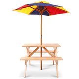 Wooden Picnic Table Set with Umbrella