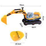 Excavator Digger with Helmet Pretend Play Ride On - Yellow