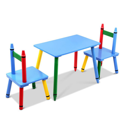 Keezi 3 Piece Wooden Table & Chairs Set - Multi-Color