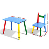 Keezi 3 Piece Wooden Table & Chairs Set - Multi-Color