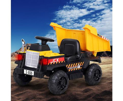 Rigo Kids Ride On Car Dumptruck 12V Electric Bulldozer Toys Cars Battery Yellow