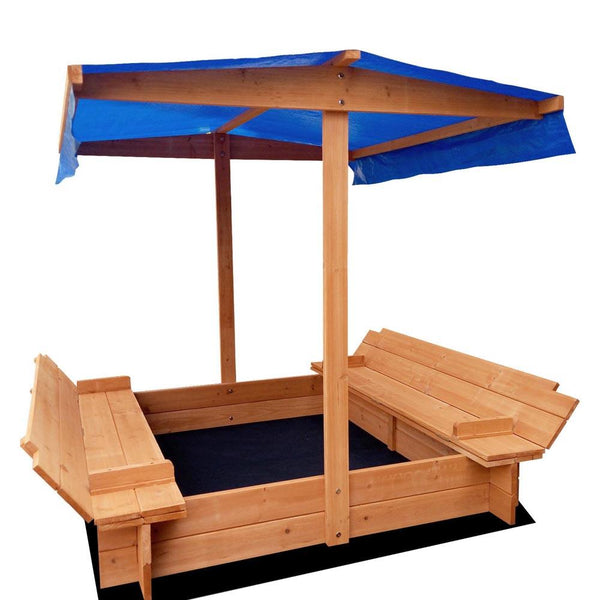 Shady Seat Sandpit - Natural Wood