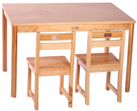 TikkTokk Little Boss Table & Chairs Set - Rectangular Natural