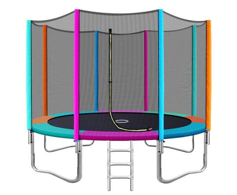 12FT Trampoline Round Trampolines Kids Safety Net Enclosure Pad Outdoor Gift Multi-coloured