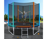 8FT Trampoline Round Trampolines Kids Safety Net Enclosure Pad Outdoor Gift Multi-coloured