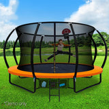 14ft Orange Trampoline with Enclosure & Basketball Hoop