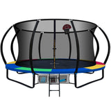 16FT Trampoline With Basketball Hoop Rainbow