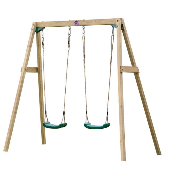 Plum Wooden Double Swing Set - Swing and Play - 1