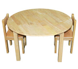 Qtoys Rubber Wood Round Table & Standard Chairs - Large